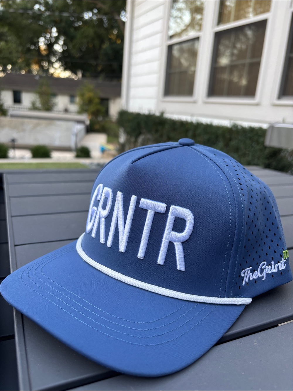 GRNTR Embroidered Men's Trucker Hat in Navy Blue